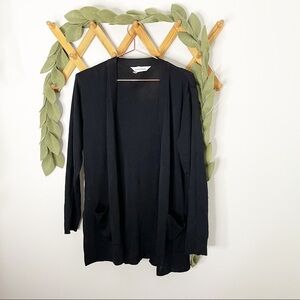 Misook Black Knit Open Front Cardigan with Pockets